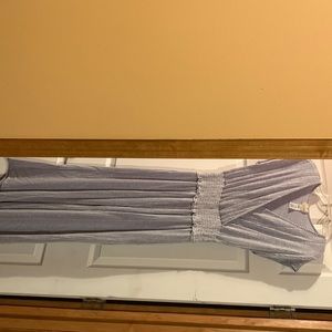 Blue and white jumpsuit with wide legs